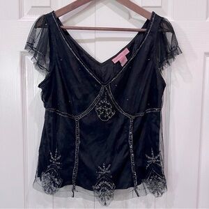 Elegant Black Embellished Women's Top